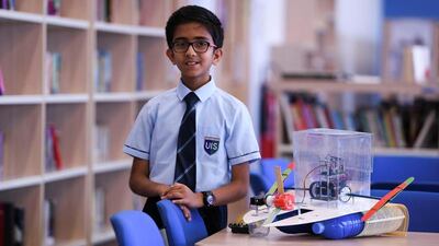 Sainath Manikandan invented a robot that collects plastic from the sea. Khushnum Bhandari for The National  