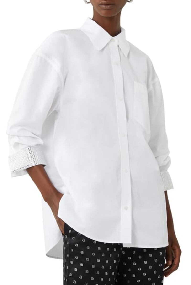 Embellished white shirt, Dh1,474, Alexander Wang at Bloomingdale's Dubai. Photo: Bloomingdale's Dubai