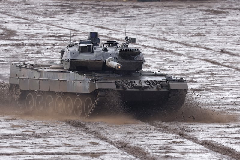 One of Germany's Leopard 2A6 heavy battle tanks. Military experts believe that if Ukraine was equipped with the most recent Leopards, such as the 2A6 version, it would be a major boost to their battlefield capability. Getty