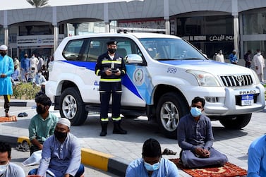 Police in Sharjah use drones to help spread the message about keeping safe during the pandemic. Courtesy: Sharjah Police