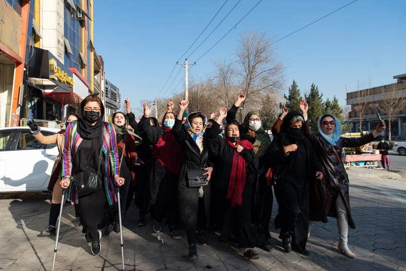 Afghan women have been protesting against the Taliban's decision to ban females from attending universities. Getty Images