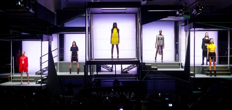 Models showcase Rihanna for River Island collection during London Fashion Week. Courtesy River Island