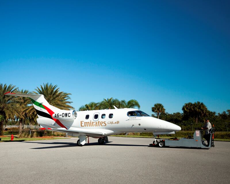 The Emirates Flight Training Academy welcomes its first Embraer Phenom 100EV aircraft. Courtesy Emirates