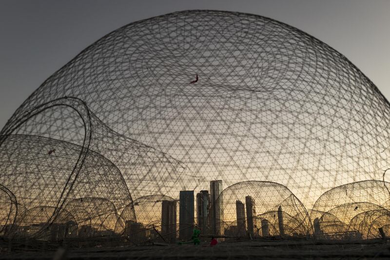 Sunset seen through garagir fishing nets at Mina Zayed Courtesy Sohail Karmani