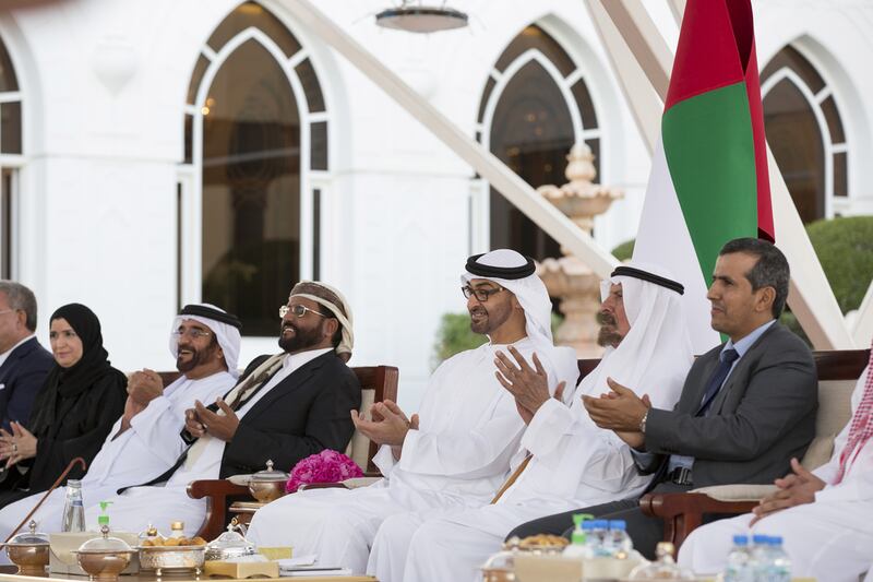 Sheikh Mohammed bin Zayed receives Sultan Al Arradah. Mohamed Al Hammadi / Crown Prince Court — Abu Dhabi