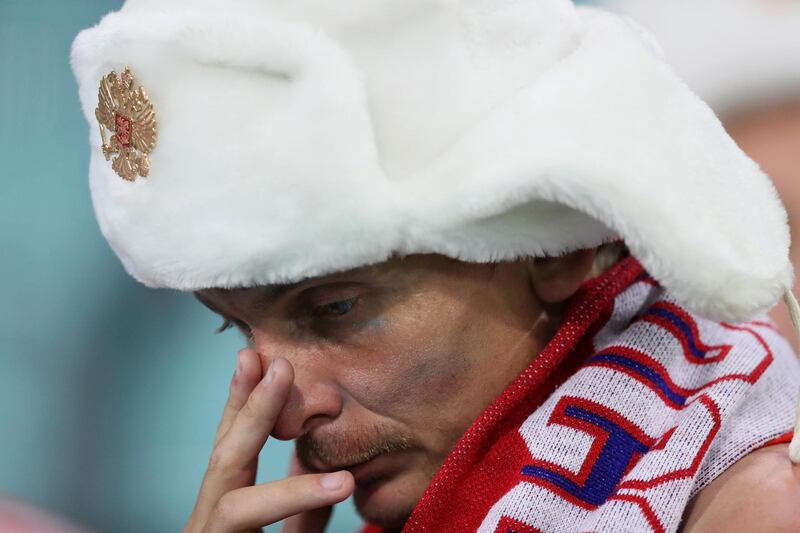 A disappointed Russian fan.  Kevin C. Cox/Getty Images