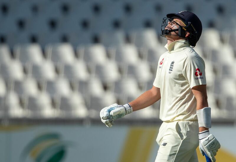 England's Ollie Pope after dismissed by South Africa bowler Anrich Nortje. AP