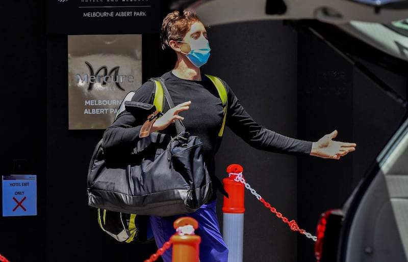 Australian tennis player John-Patrick Smith leaves the hotel. AFP