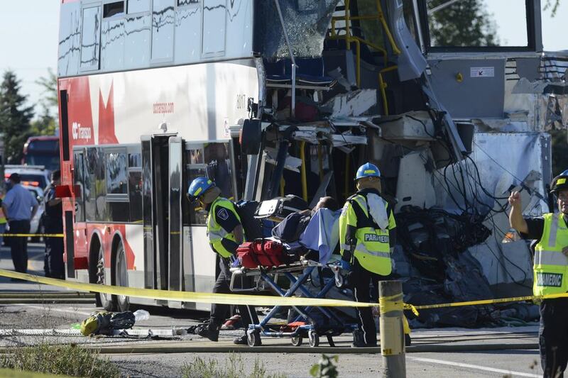 The accident happened just a little over two months after an oil tanker train derailed and exploded in the Quebec town of Lac-Megantic, killing 47 people. Adrian Wyld / The Canadian Press / AP Photo