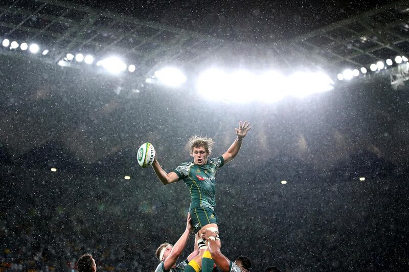 Ned Hangigan of the Wallabies takes a lineout ball. Getty