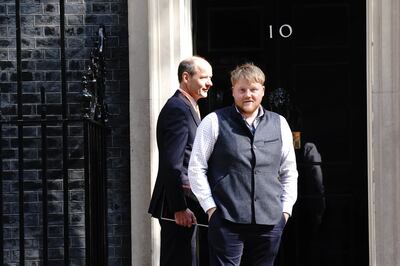 Farming contractor Kaleb Cooper arrives at 10 Downing Street for the summit. PA