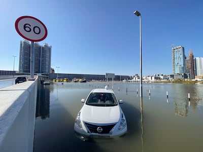 Flooded roads in Dubai after Tuesday's rain. Antonie Robertson / The National