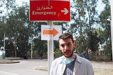 Houssein Toufayli, a student doctor who is working around the clock to help Lebanon's coronavirus crisis. Emily Lewis / The National