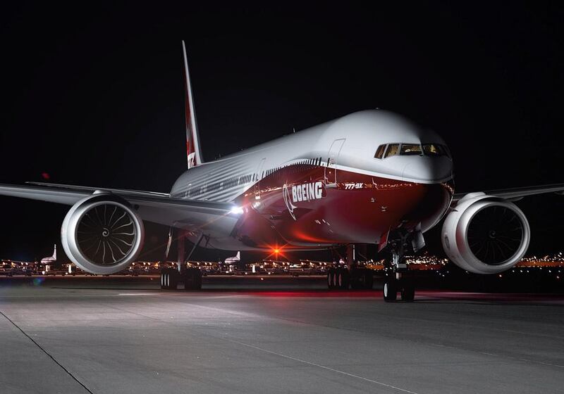 Boeing's 777-9X, the largest of the aerospace company's new family of 777X jetliners.  Boeing has chosen Rockwell Collins to develop the world's first touch-screen technology for commercial pilots on its new 777X. Courtesy / Boeing