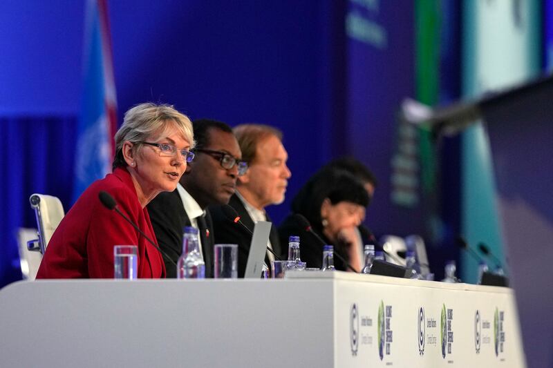 Jennifer Granholm, US Secretary of Energy, listens at the conference. AP Photo