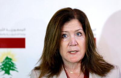 FILE PHOTO: U.S. Ambassador to Lebanon Dorothy Shea speaks during a news conference in Beirut, Lebanon, June 29, 2020. REUTERS/Mohamed Azakir/File Photo