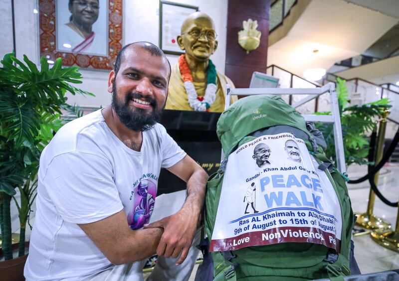 Nitin Sonawane, a peace advocate who believes in the teachings of Mahatma Gandhi on non-violence has travelled to close to 50 countries. Victor Besa / The National