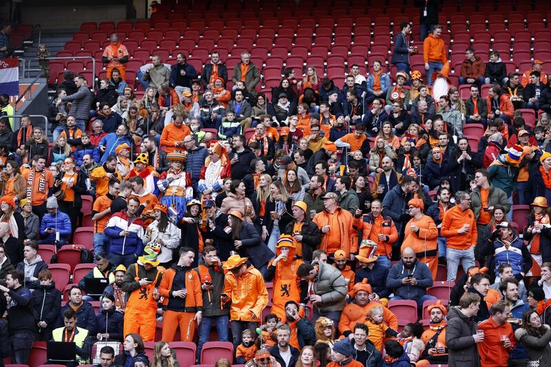 Dutch fans gather in the stadium. EPA