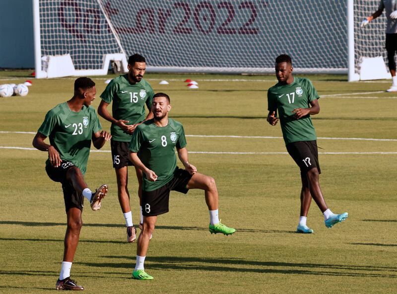 From left: Saudi Arabia's Mohamed Kanno, Ali Al Hassan, 
Abdulellah Al Malki and Hassan Al Tambakti during training. AFP