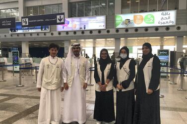 Volunteers prepare to welcome pilgrims to the Hajj Terminal in King Abdulaziz International Airport in Jeddah, Saudi Arabia. Balquees Basalom / The National