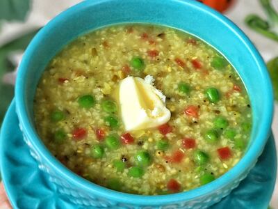Immunity-boosting khichdi with broken wheat, pearl millet, rice, lentils, quinoa, spices and vegetables. Photo: Kishi Arora