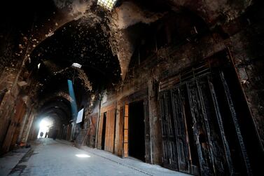 A view of the damage inflicted on the old marketplace in Syria's second city of Aleppo on February 12. AFP
