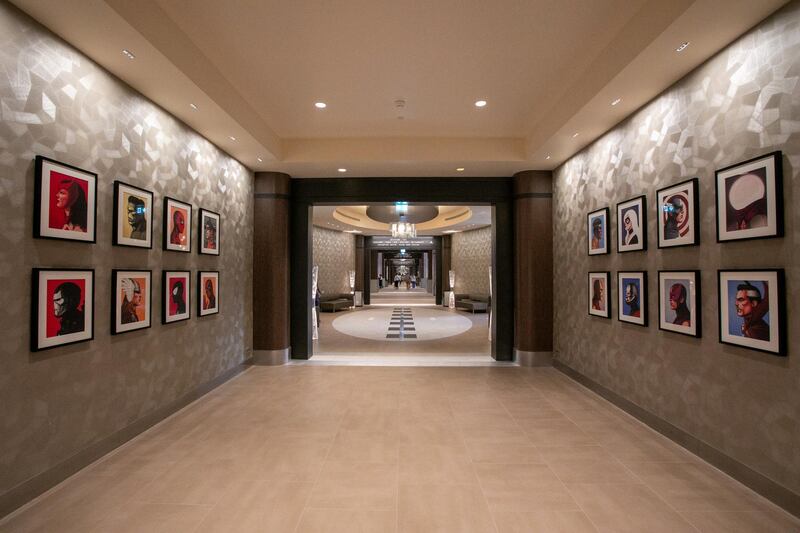 The lobby displaying artwork at Disney's Hotel New York - The Art of Marvel. Getty Images