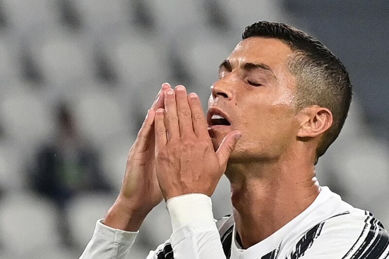 Cristiano Ronaldo after missing an opportunity. AFP