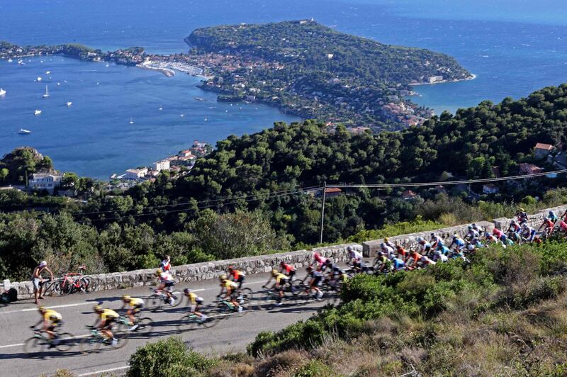 The peloton rides along the French Riviera during Stage 2 of the Tour de France that was won by Julian Alaphilippe on Sunday, August 30. AFP