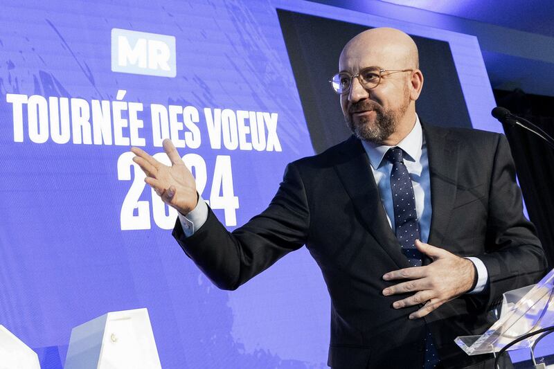 Charles Michel delivers a speech in Louvain-la-Neuve. AFP