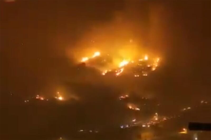 Bushfires broke out in Saudi Arabia's Asir region on October 21. Twitter / @ArabiaWeatherSA