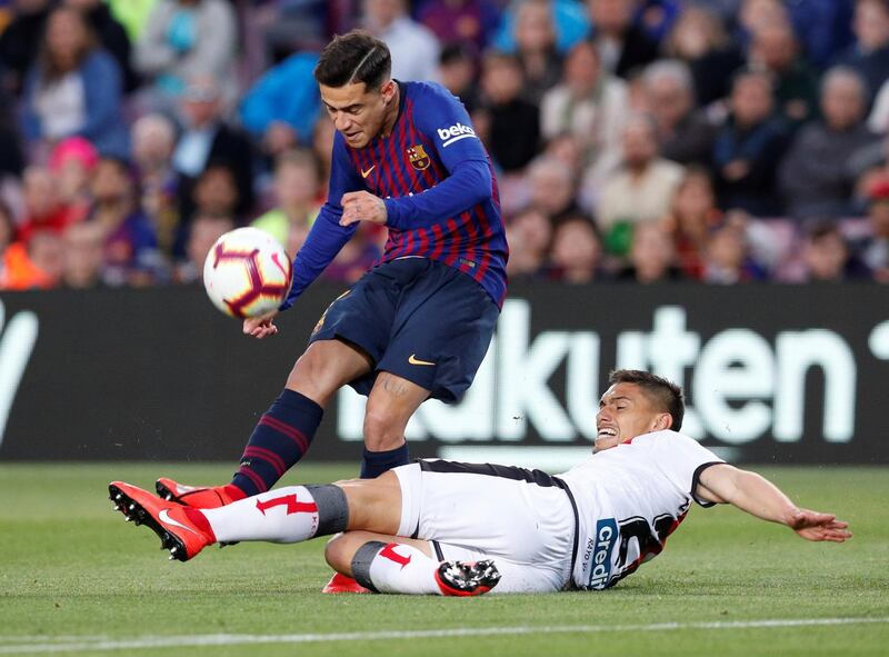 Barcelona's Philippe Coutinho shoots at goal. Reuters