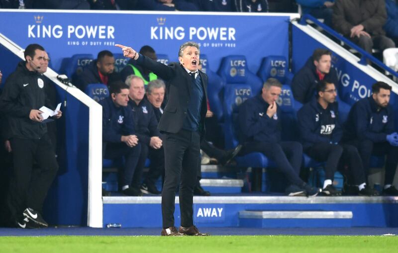 LEICESTER, ENGLAND - FEBRUARY 23:  Claude Puel, Manager of Leicester City reacts during the Premier League match between Leicester City and Crystal Palace at The King Power Stadium on February 23, 2019 in Leicester, United Kingdom.  (Photo by Michael Regan/Getty Images)