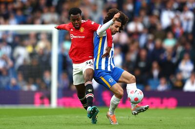 Anthony Elanga in action for Manchester United. Getty