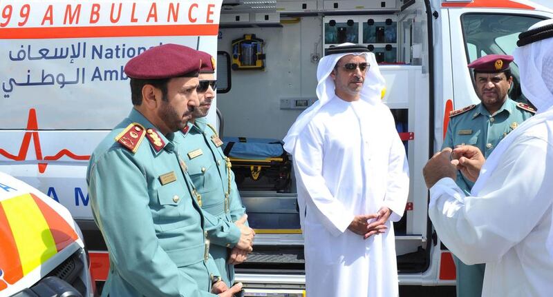 Under the directives of the UAE President, Sheikh Saif bin Zayed, Deputy Prime Minister and Minister of Interior, launches the National Ambulance Project on February 24, 2014. Wam