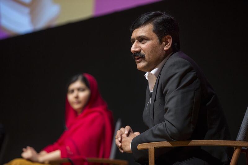 Malala Yousafzai's father, Ziauddin, at the media preview of her film "He Named Me Malala". Mr Yousafzai has called on Pakistanis in the UAE to stand with him for the cause of girls’ education. Reem Mohammed / The National