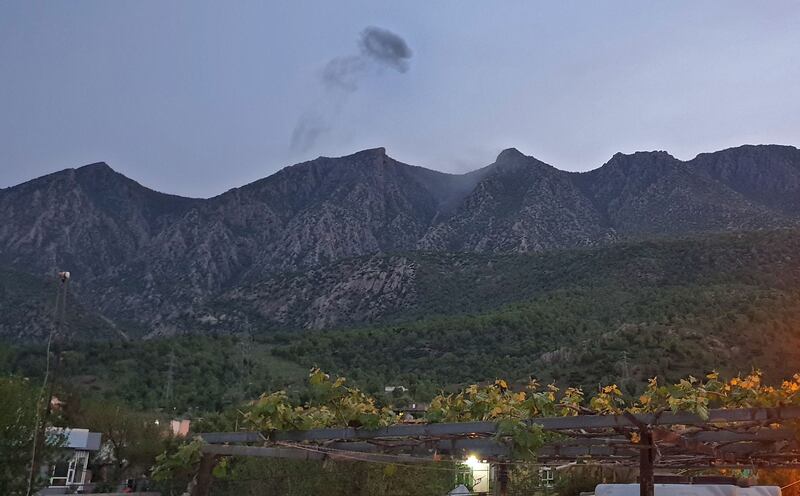 Smoke billowing in the town of Chiladze following a Turkish offensive targeting rebels in the north's autonomous Kurdistan region in April 2022. AFP