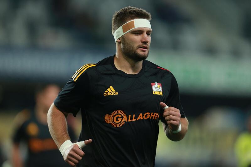 Lachlan Boshier of the Chiefs warms up before the match against Chiefs at the Forsyth Barr Stadium. Getty