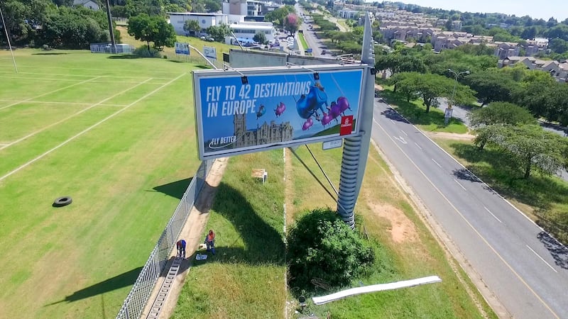 Emirates turned its billboards into schoolbags as part of a World Environment Day project. Courtesy Emirates