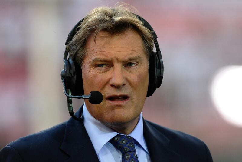 (FILES) In this file photo taken on March 27, 2012 Former England manager Glenn Hoddle is interviewed for British televison ahead of the UEFA Champions League football match between Benfica and Chelsea at Estadio da Luz in Lisbon. Former England manager Glenn Hoddle has been hospitalised after being taken ill on his 61st birthday on Saturday, October 27, 2018. / AFP / Paul ELLIS

