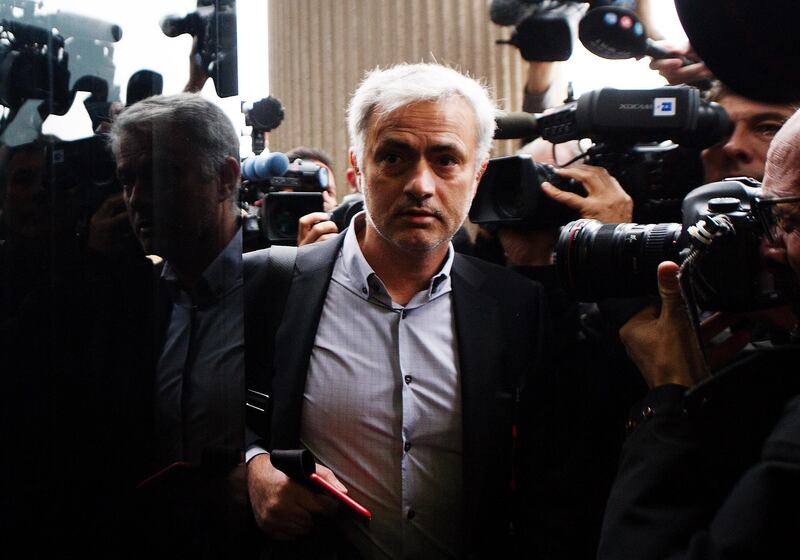 MADRID, SPAIN - NOVEMBER 03: Jose Mourinho the Manchester United head coach enters a Madrid courthouse on November 3, 2017 in Madrid, Spain. Mourinho is being investigated for alleged tax fraud while he managed Real Madrid. (Photo by Denis Doyle/Getty Images)