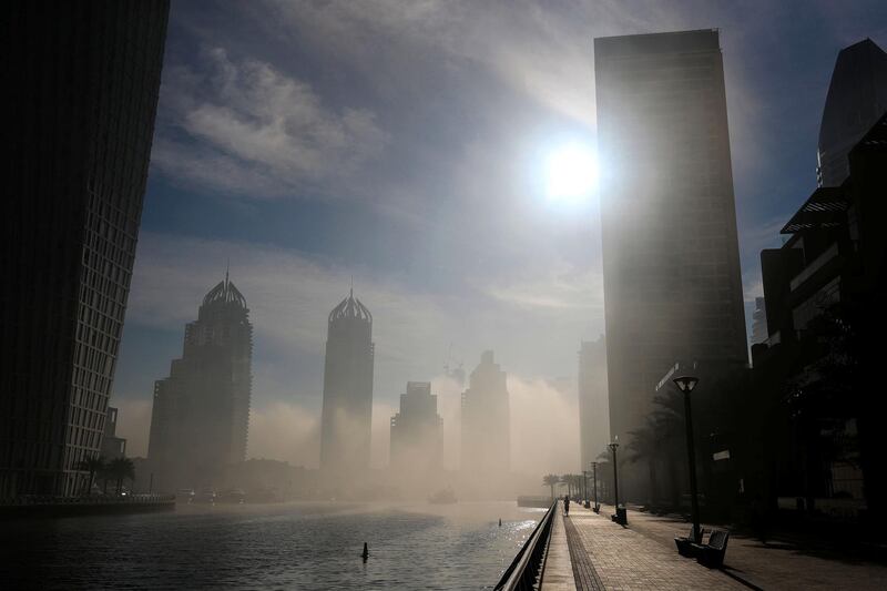 Dubai, United Arab Emirates - December 26th, 2017: Heavy fog in Dubai. Tuesday, December 26th, 2017 at Marina, Dubai. Chris Whiteoak / The National