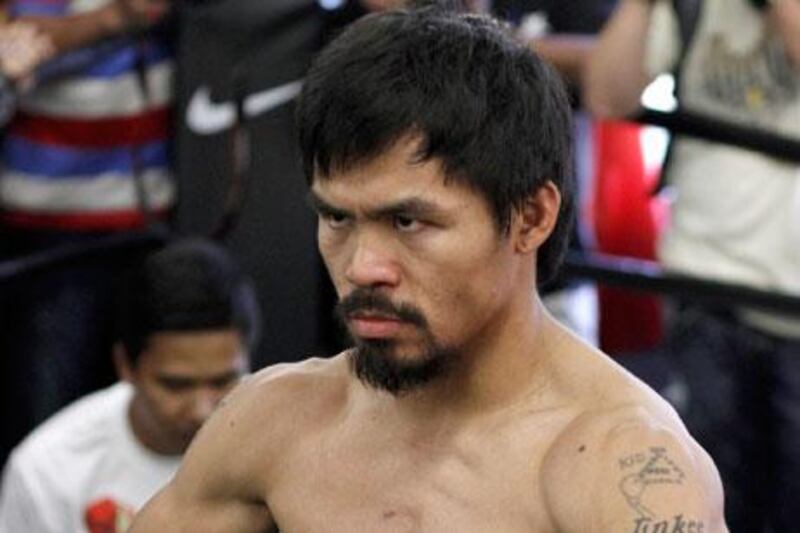 Manny Pacquiao at media day workout at Wild Card Boxing Club, Los Angeles