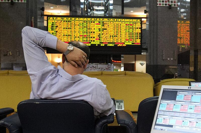 The Abu Dhabi Securities Exchange General Index fell 2.3 per cent to 4,869.57. Mona Al Marzooqi / The National