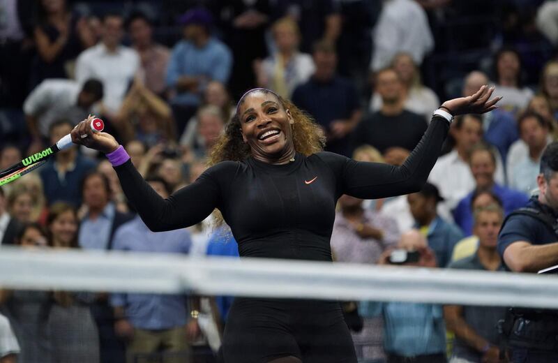 Serena Williams of the US celebrates her victory over Elina Svitolina of Ukraine during their Singles Women's Semi-finals match at the 2019 US Open at the USTA Billie Jean King National Tennis Center in New York on September 5, 2019.                                         / AFP / TIMOTHY A. CLARY
