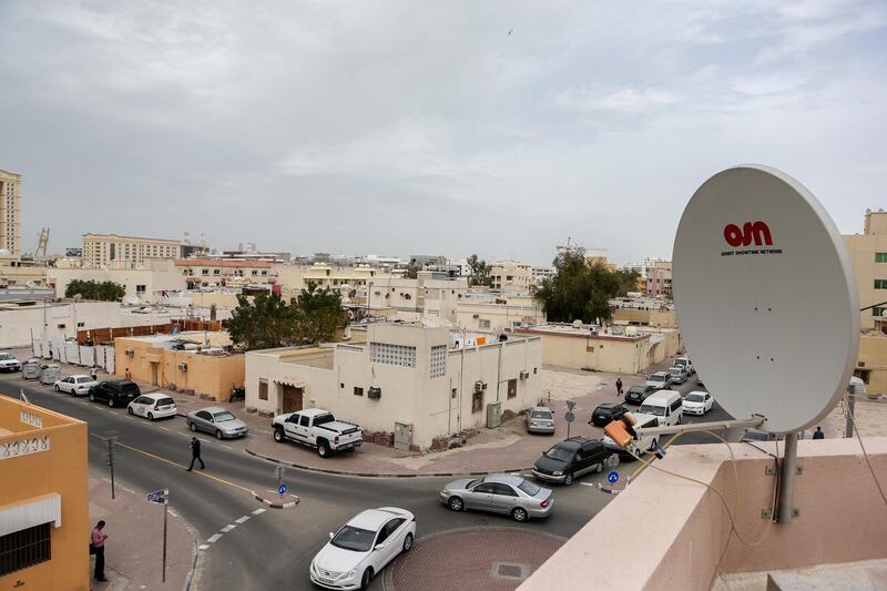 DUBAI, UAE. February 22, 2015 - Photograph of satellite dishes on rooftops in a residential area in Al Satwa in Dubai, February 22, 2015. (Photos by: Sarah Dea/The National, Story by: Standalone, News)
 *** Local Caption ***  SDEA220215-stock_satwa03.JPG