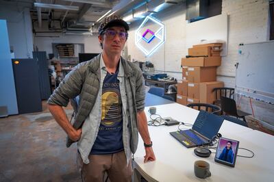 Shawn Frayne in the Looking Glass Brooklyn office