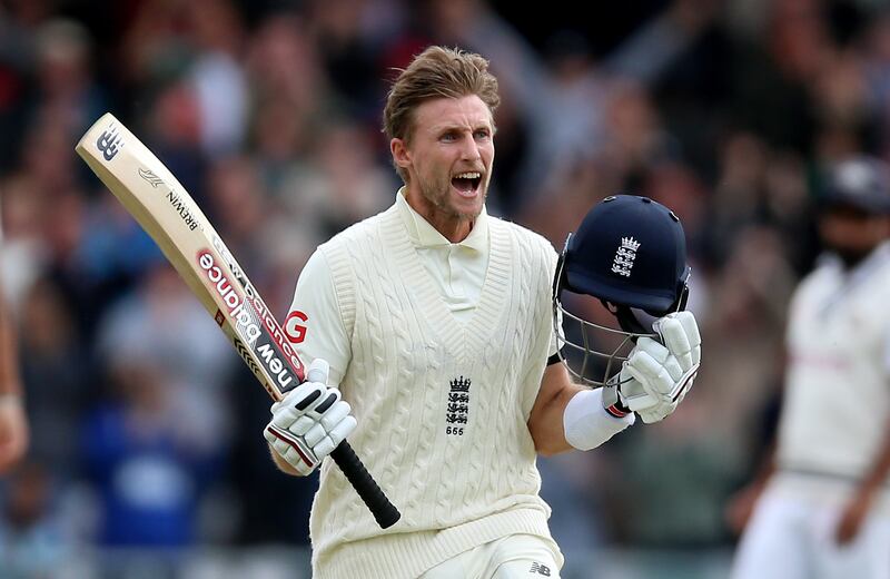 England captain Joe Root celebrates reaching his century on Day 2 of the third Test at  Headingley on Thursday, August 26. PA