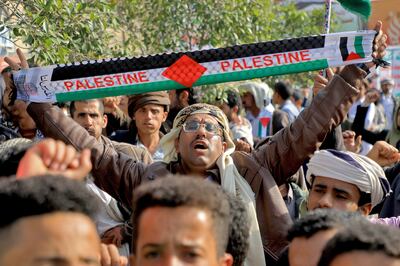 A pro-Palestine demonstration in Yemen. AFP