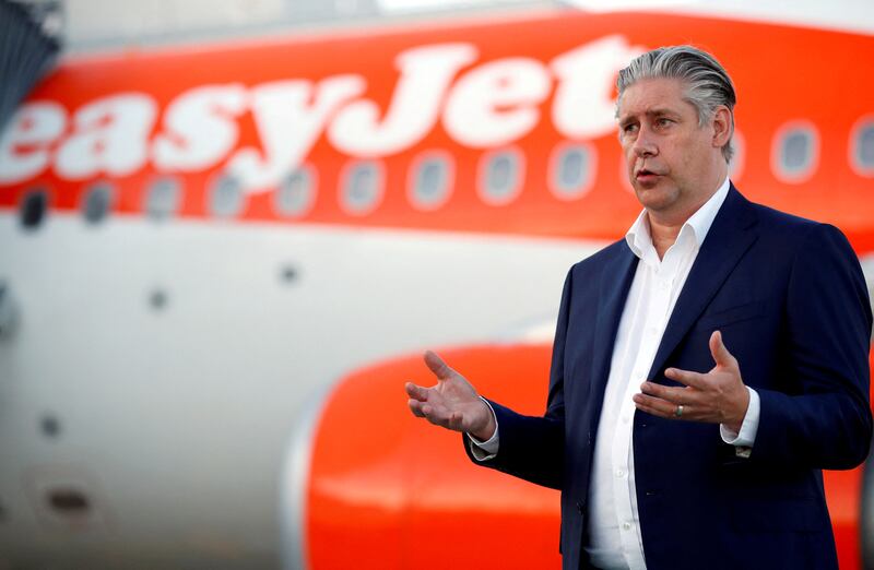 EasyJet chief executive Johan Lundgren speaks at Gatwick Airport. Reuters